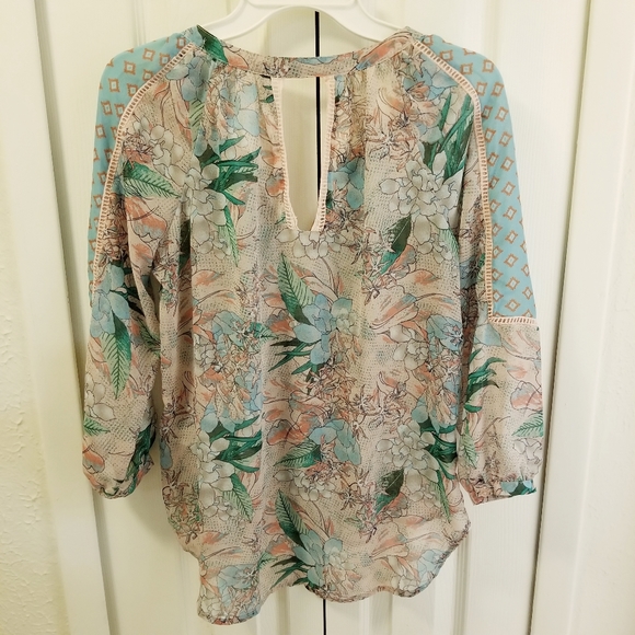 Boho Floral V Neck Collar , Blouse by Love Fire - Picture 5 of 5